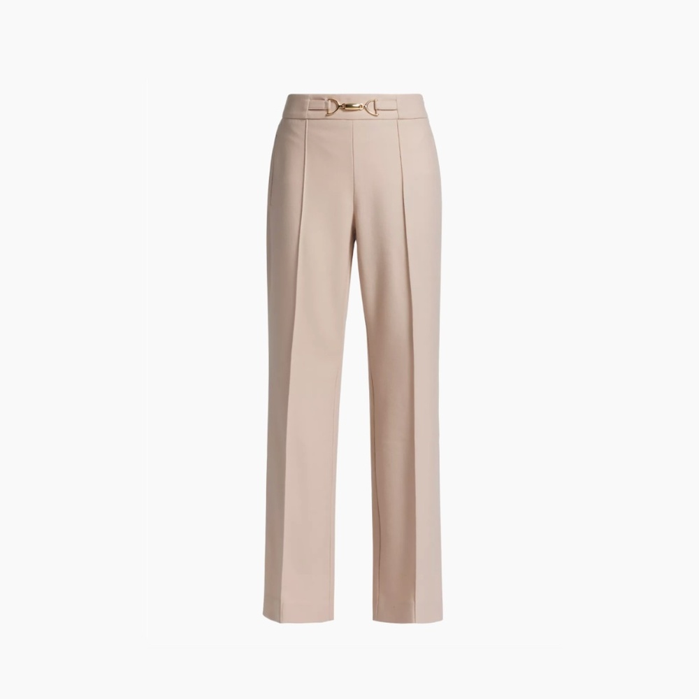 NWT Elie Tahari Wool Pleated Flare-Leg Pants Size 16 Zinc Pink Beige